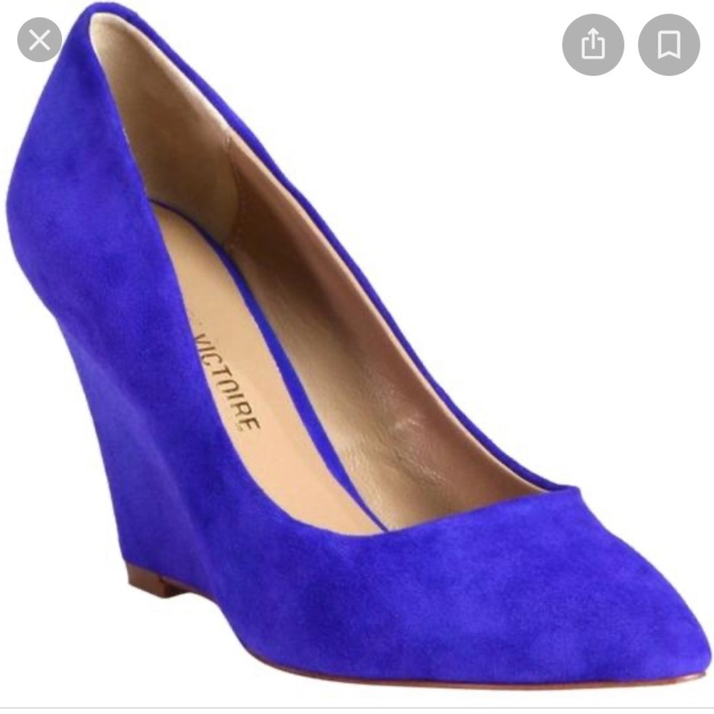Pour La Victoire Mai Cobalt Blue Wedge Pumps